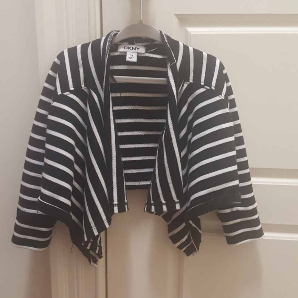 Toddler girls cardigan. Black and white striped.